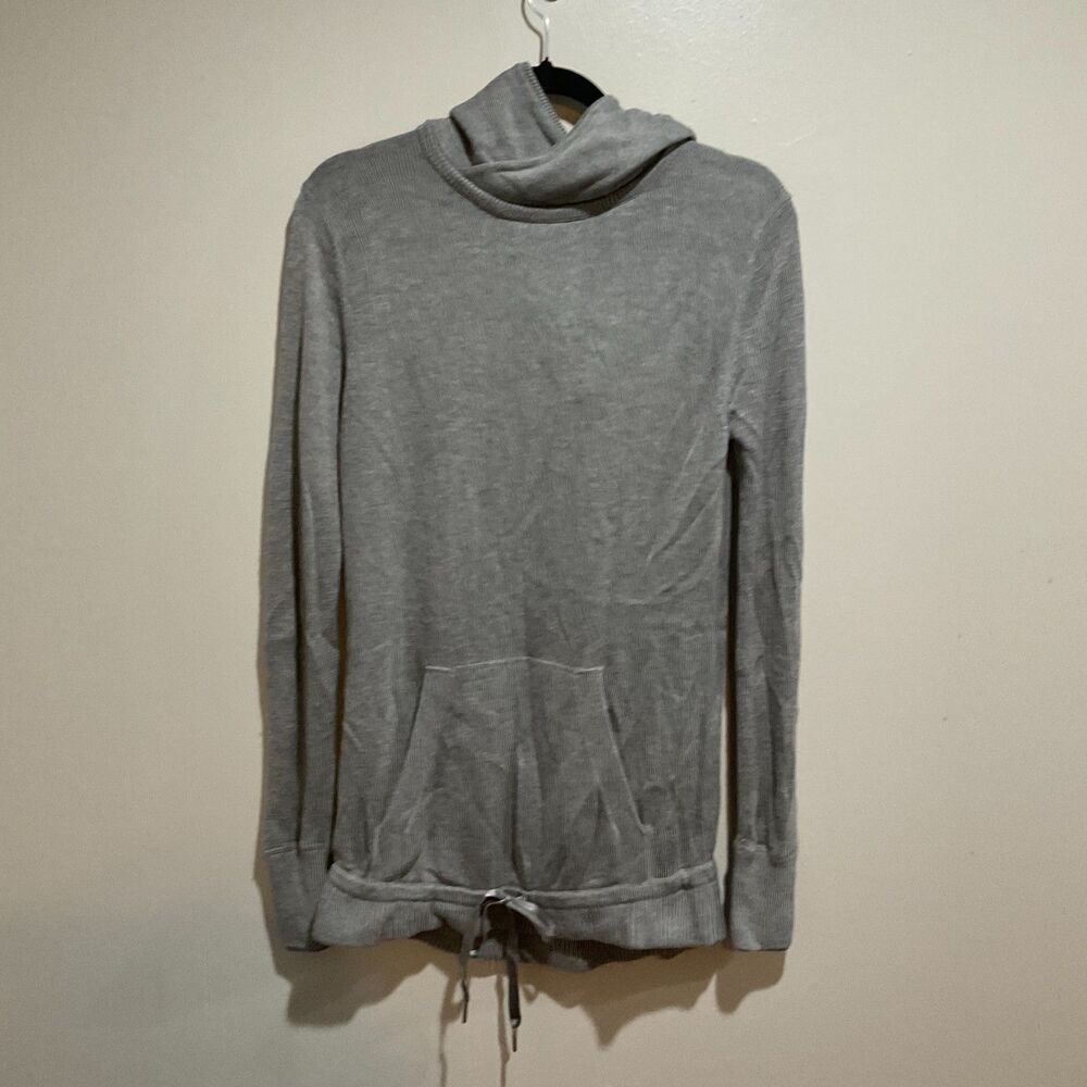 Lululemon Gray Hoodie Sweater Medium Large Stretch Drawstring Waist Athleisure